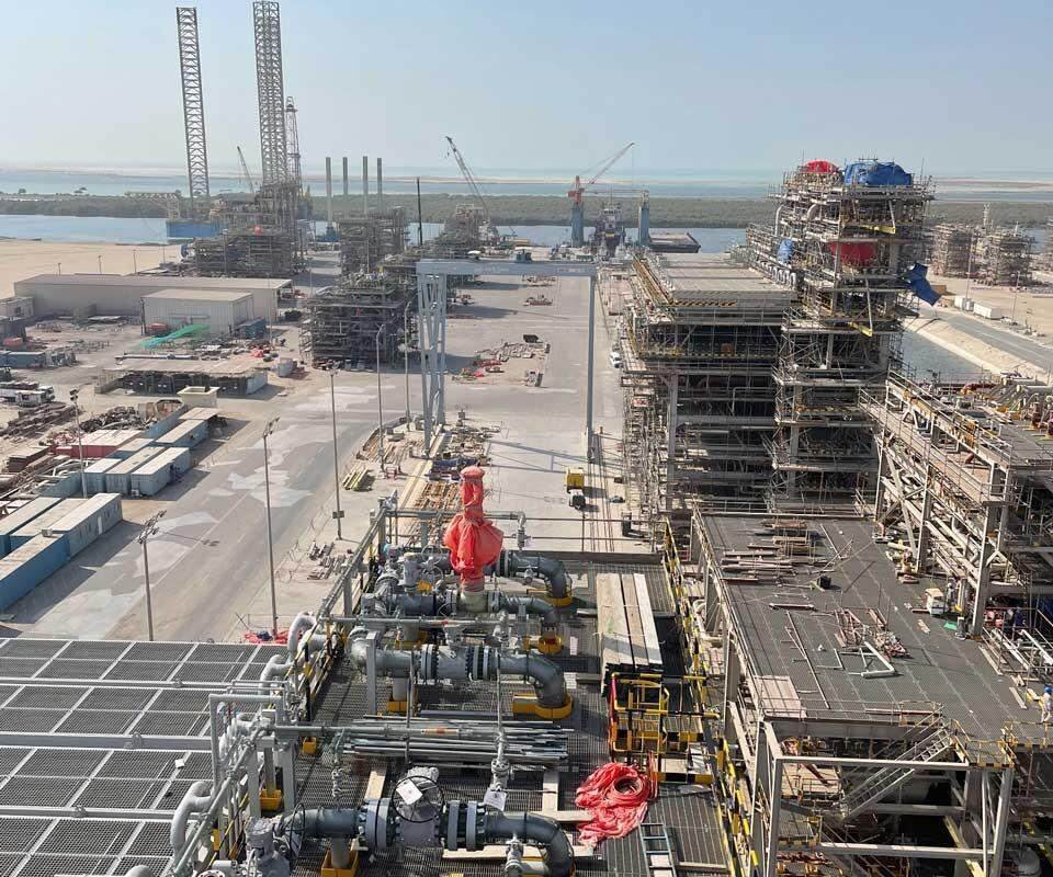 Industrial fabrication and scaffolding at an offshore oil and gas facility